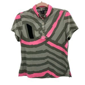 Jamie Sadock Pink and Gray Striped Blouse